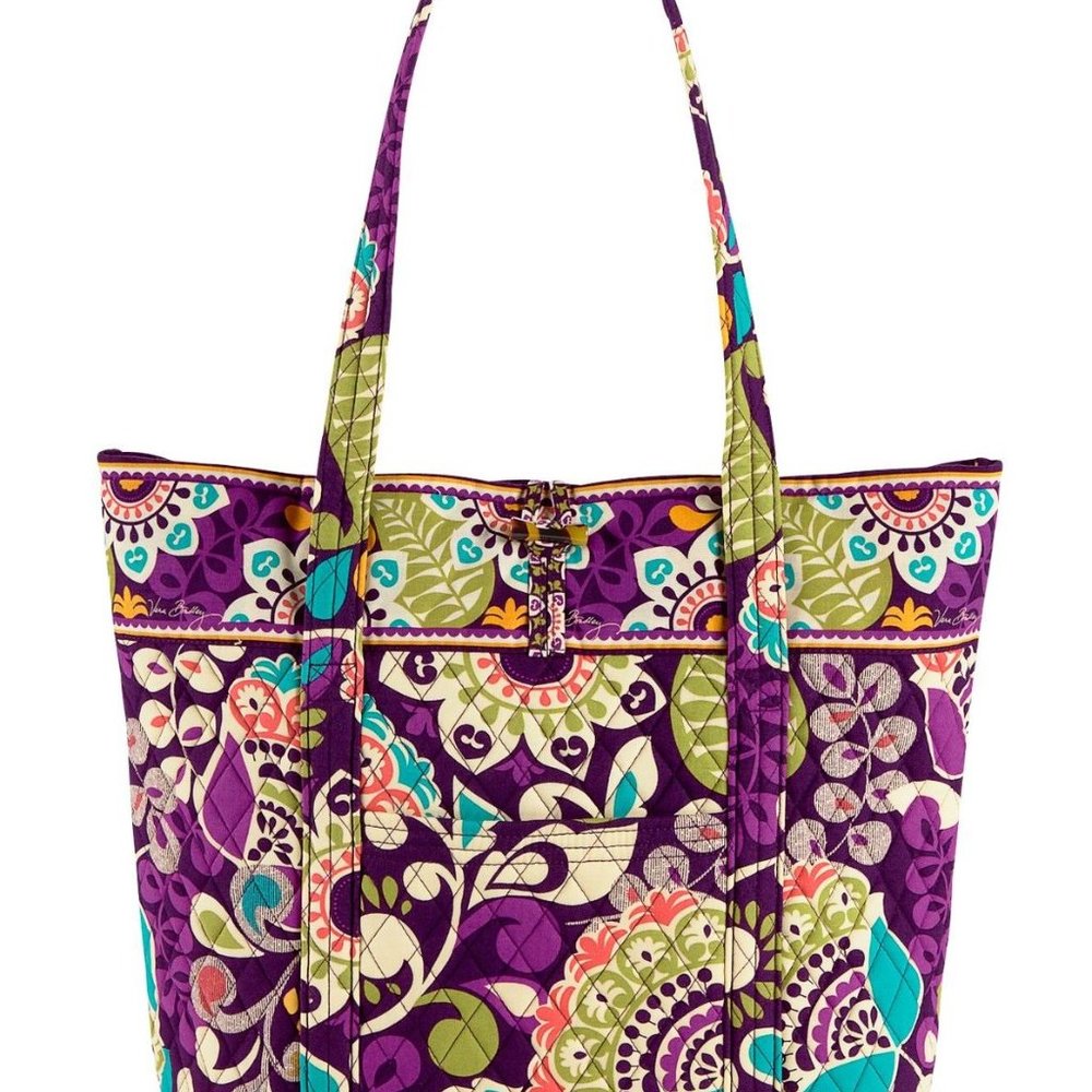 NWT Vera Bradley Classic Vera Tote Plum Crazy